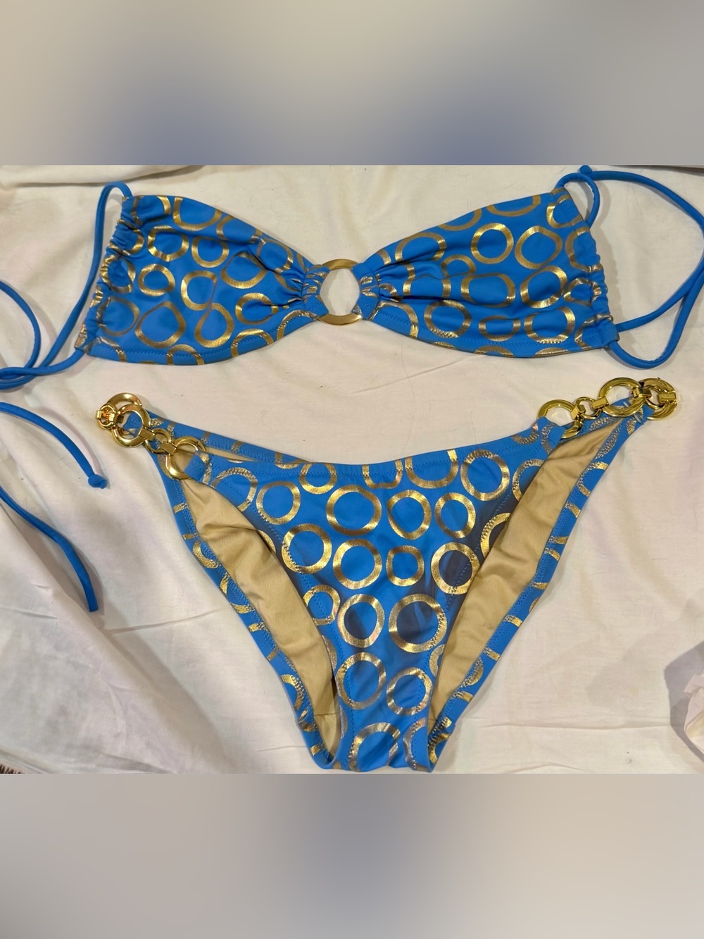 Victoria's Secret Blue Bikini with Gold Ring Detail